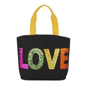 Tote Sequin "Love" 22" x 15" x 6" Black